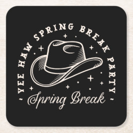 Spring break party disco cowgirl western zwart kartonnen onderzetters