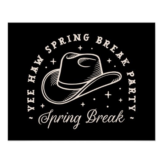 Spring break party disco cowgirl western zwart perfect poster (Voorkant)