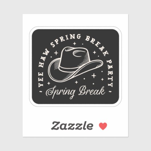 Spring break party disco cowgirl western zwart sticker (Vel)
