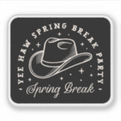 Spring break party disco cowgirl western zwart sticker (Voorkant)