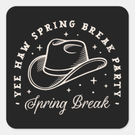 Spring break party disco cowgirl western zwart vierkante sticker