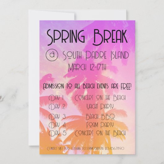 Spring Break Party Uitnodiging (Voorkant)