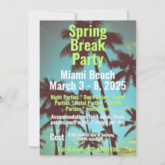 Spring Break Party Uitnodiging (Voorkant)