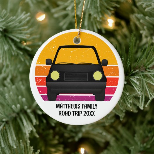 Spring Break Road Trip Sunset Custom Christmas Keramisch Ornament (Boom)