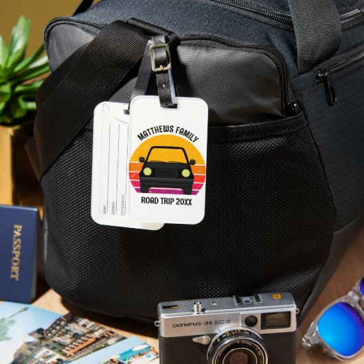 Spring Break Road Trip Sunset Customized Bagagelabel (Voorkant & Achterkant)