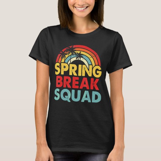 Spring Break Squad 2021 Retro Sunset Match T-shirt (Voorkant)