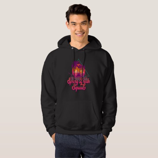 Spring Break Squad 2023 Retro 80s Sunset Matching Hoodie (Voorkant volledig)