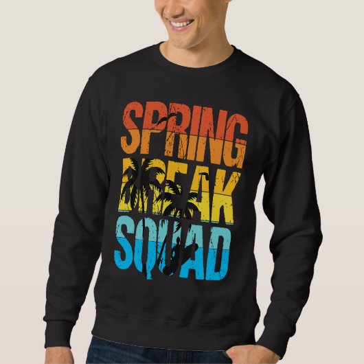 Spring Break Squad Beach Surfer Palm Tree Artwork Trui (Voorkant)