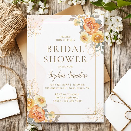 Spring Bridal Shower With Orange Flowers  Kaart
