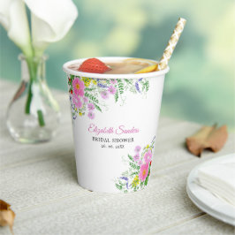 Spring Bridal shower with wildflowers Pink Color Papieren Bekers