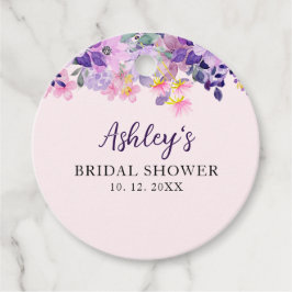 Spring Bridal shower with wildflowers Purple Color Bedankjes Labels