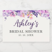 Spring Bridal shower with wildflowers Purple Sparkling Wijnetiket (Enkel label)