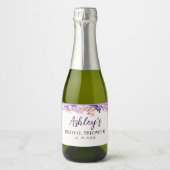 Spring Bridal shower with wildflowers Purple Sparkling Wijnetiket (Voorkant)