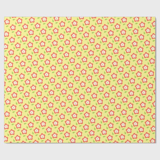 Spring Bubble Flowers Yellow Pattern Cadeaupapier (Vlak)