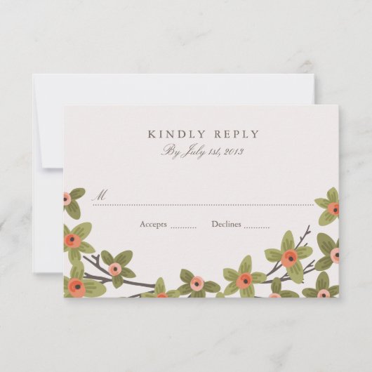Spring Buds Bruiloft RSVP Kaartje (Voorkant)