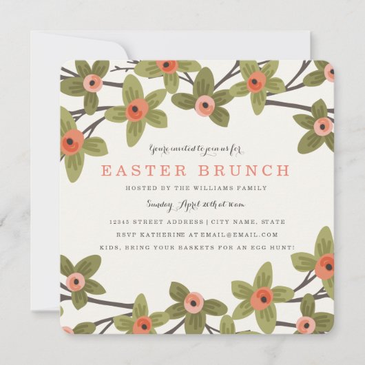 Spring Buds Easter Brunch Kaart (Voorkant)