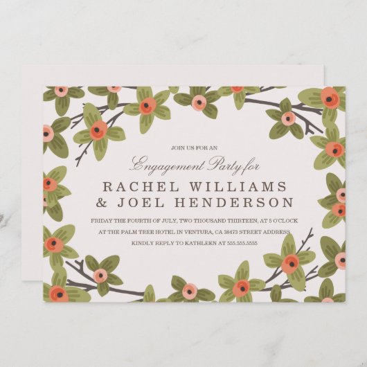 Spring Buds Engagement Party uitnodigen Kaart (Voorkant / Achterkant)