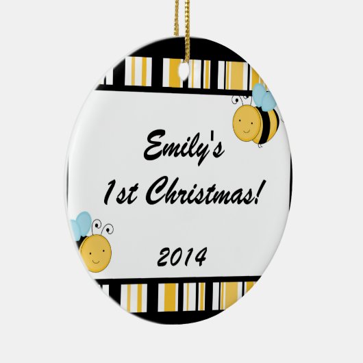 Spring Bumble Bee Personalized Name Ornament (Rechts)