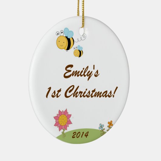 Spring Bumble Bee Personalized Name Ornament (Rechts)