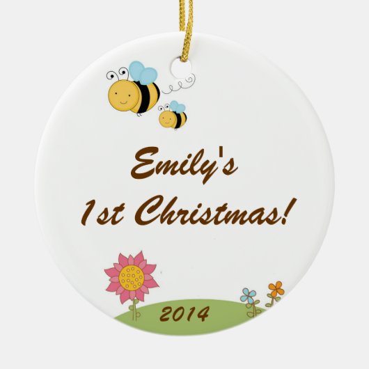 Spring Bumble Bee Personalized Name Ornament (Voorkant)