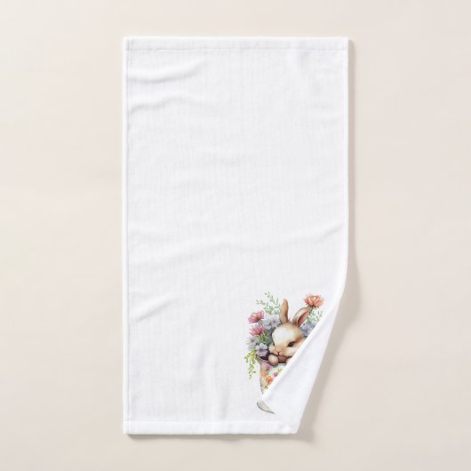 Spring Bunnies, Flowers en Tea Cups Bath Towel Se Bad Handdoek (Handdoek)