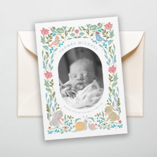 Spring Bunnies Vogels Slak Foto Geboorte Kaart