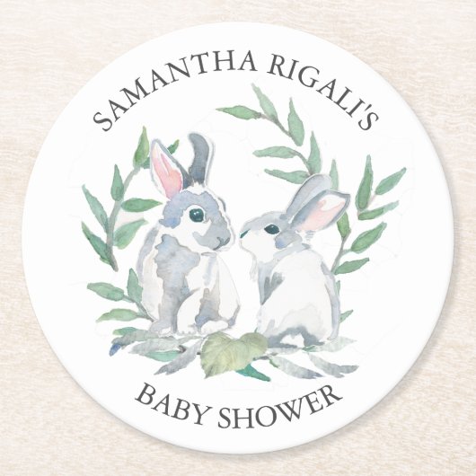 Spring Bunny Baby shower aandenken Ronde Kartonnen Onderzetter (Voorkant)