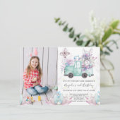 Spring Bunny Birthday Foto Kaart (Staand voorkant)