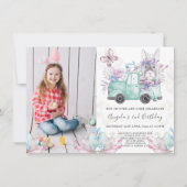 Spring Bunny Birthday Foto Kaart (Voorkant)