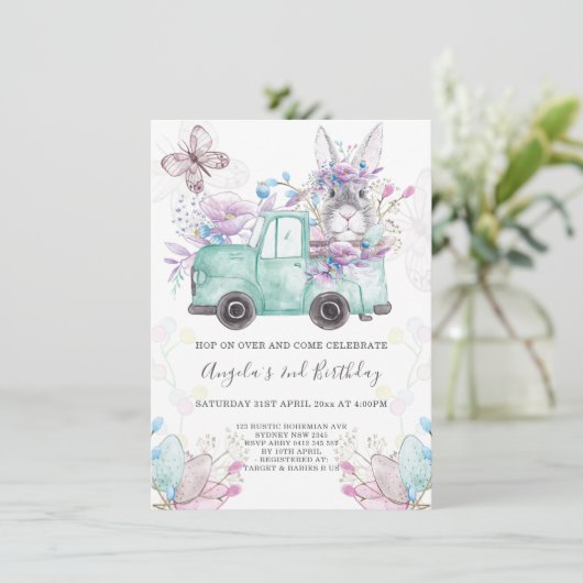 Spring Bunny Birthday Kaart (Staand voorkant)