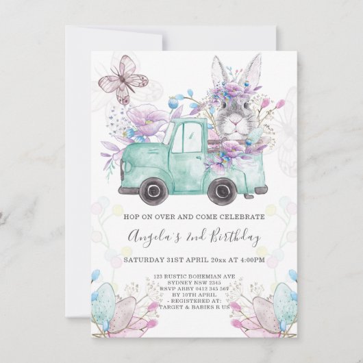 Spring Bunny Birthday Kaart (Voorkant)