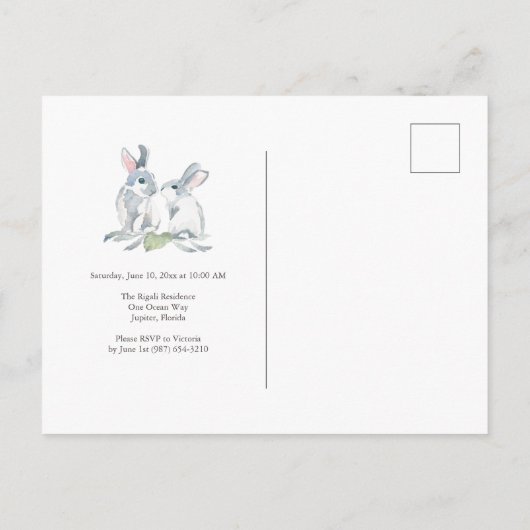 Spring Bunny Birthday Uitnodiging Briefkaart (Achterkant)