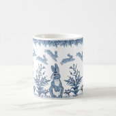 Spring Bunny Blauw Wit Konijn Leuk Patroon Delft Koffiemok (Center)