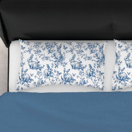 Spring Bunny Blue Chinoiserie Bed Kussensloop