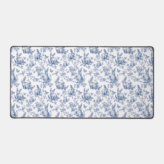 Spring Bunny Blue Chinoiserie Bureaumat (Voorkant)