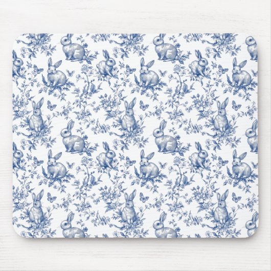 Spring Bunny Blue Chinoiserie Muismat (Voorkant)