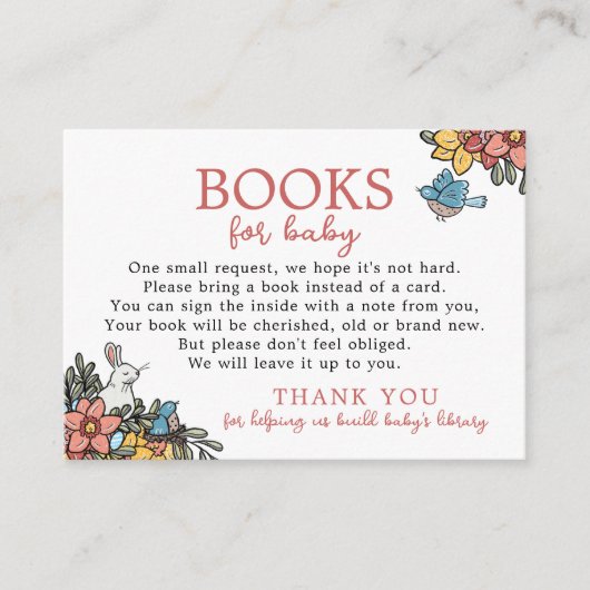 Spring Bunny Boeken voor Baby shower Informatiekaartje (Voorkant)