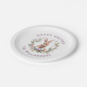 Spring Bunny Easter Egg Krans gepersonaliseerd Papieren Bordje (Gekanteld)