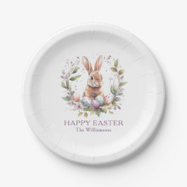 Spring Bunny Easter Egg Krans gepersonaliseerd Papieren Bordje