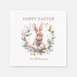 Spring Bunny Easter Egg Krans gepersonaliseerd Servet