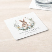 Spring Bunny Easter Eggs Garland gepersonaliseerd Kartonnen Onderzetters (Schuin)