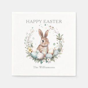 Spring Bunny Easter Eggs Garland gepersonaliseerd Servet