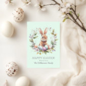 Spring Bunny Easter Eggs Krans gepersonaliseerd Feestdagenkaart