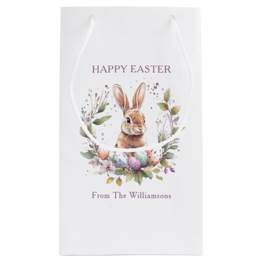 Spring Bunny Easter Eggs Krans gepersonaliseerd Klein Cadeauzakje (Achterkant)