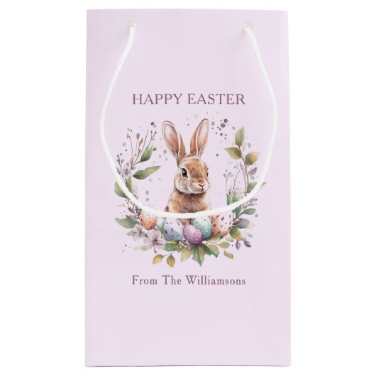 Spring Bunny Easter Eggs Krans gepersonaliseerd Klein Cadeauzakje (Achterkant)