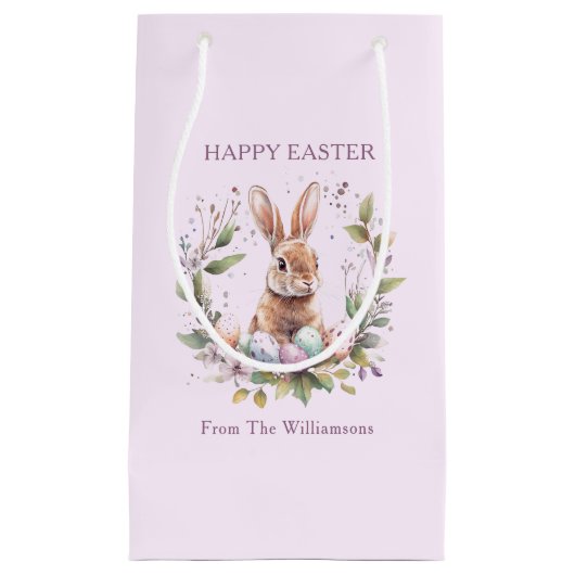 Spring Bunny Easter Eggs Krans gepersonaliseerd Klein Cadeauzakje (Voorkant)