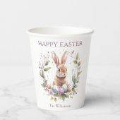 Spring Bunny Easter Eggs Krans gepersonaliseerd Papieren Bekers (Achterkant)