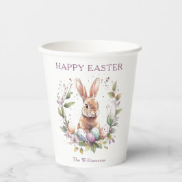 Spring Bunny Easter Eggs Krans gepersonaliseerd Papieren Bekers