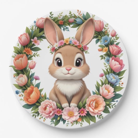 Spring Bunny Easter Paper Plate Papieren Bordje (Voorkant)