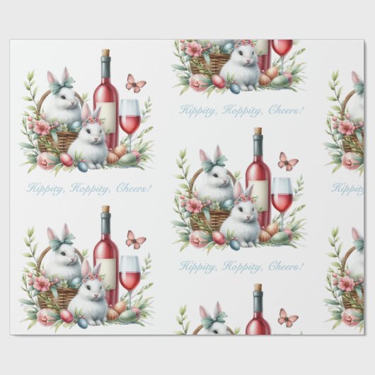 Spring Bunny en wijn inpakpapier (Vlak)